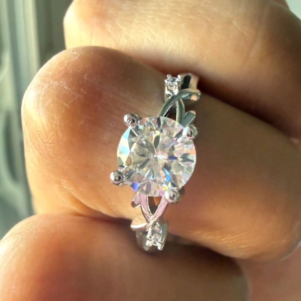 1 CT Round Moissanite Ring Size 9 GRA Report Solitaire Ring